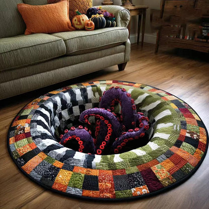 🔥 TODAY 50% OFF🎃3D Skeleton Vortex Quilted Round Halloween Rug
