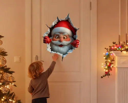 🎅 3D Santa Christmas Wall Decal | Festive Holiday Decor