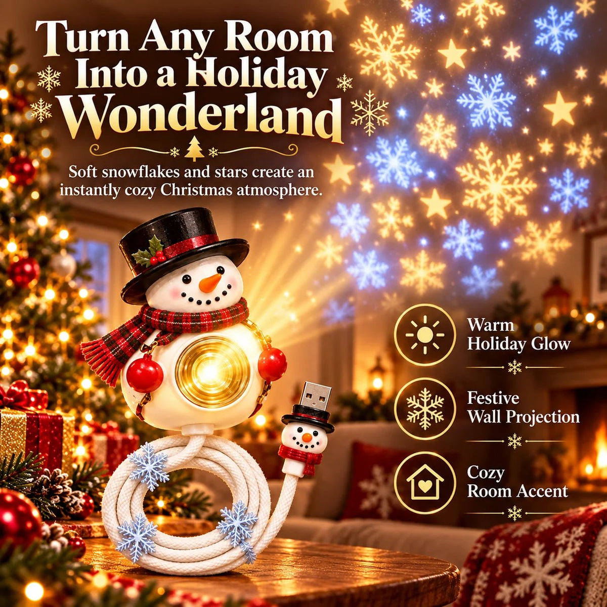 ⛄🎄Bring Home Holiday Magic — Snowman Christmas Projector Light With Festive Glow🌙