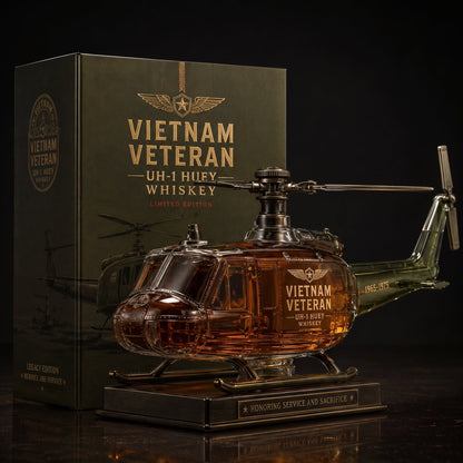 🇺🇸🚁Vietnam Veteran UH-1 Huey Helicopter 1965-1975 Whiskey Bottle