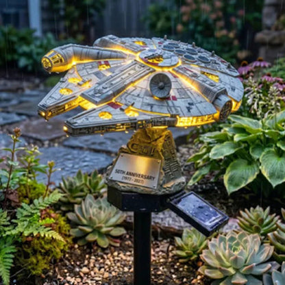🚀 60th Anniversary Enterprise Solar Garden Light – Starship Outdoor Garden Decor 🪐