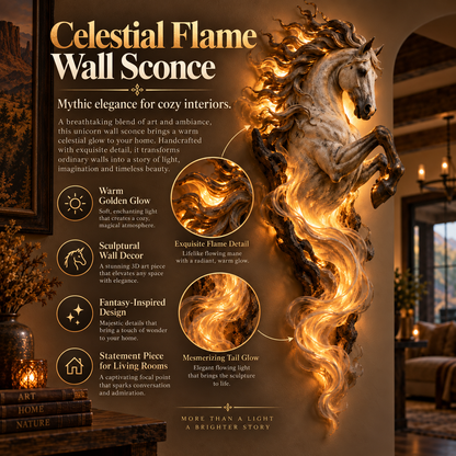 🔥Last Day 49% OFF -🦄 Celestial Flame Unicorn™ Wall Sconce – A Magical Guardian Awakens on Your Wall