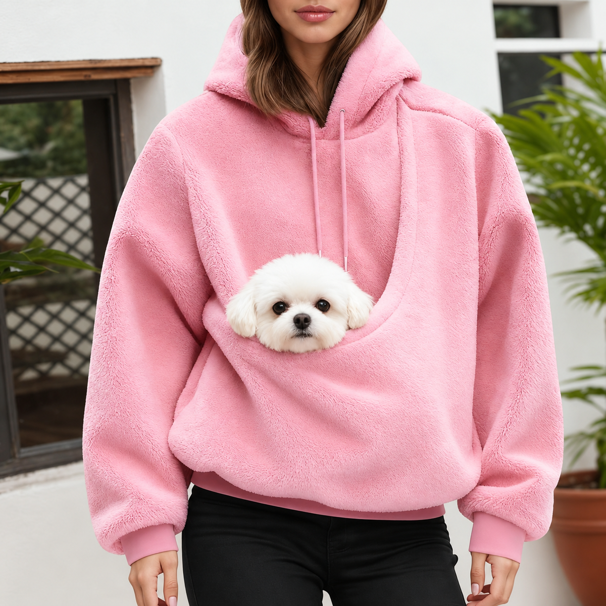 🐾 Cozy Pet Carrier Fleece Hoodie – Warm, Soft & Hands-Free