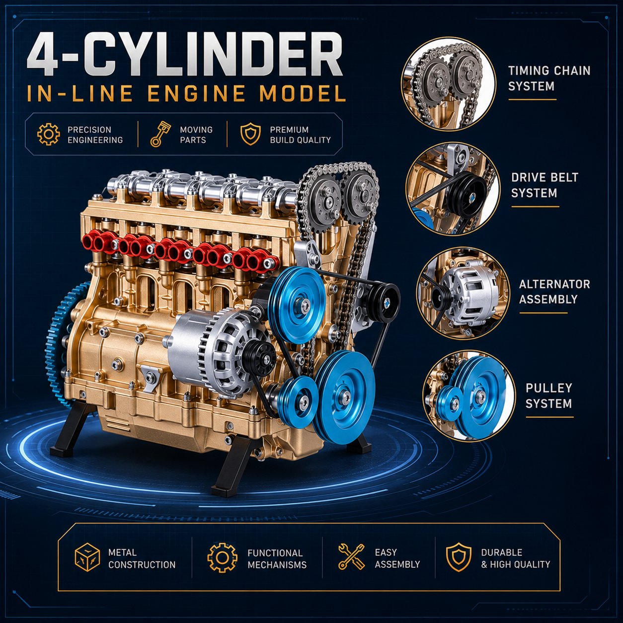 🏁 BEST SELLER 🔥 Miniature V8 Small-Block Engine Model Kitl Kit🛠️