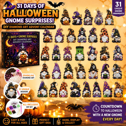 🔥LAST DAY 60% OFF - 🎃✨ 31 Days of Gnome Surprises Halloween Diamond Painting Advent Calendar