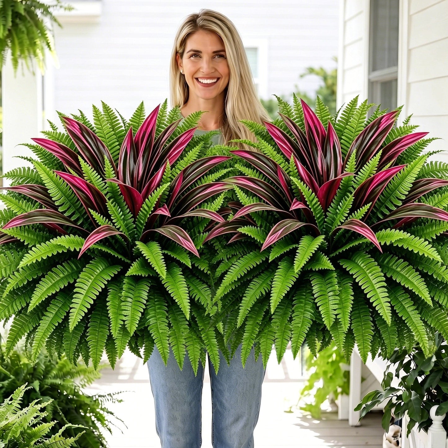 💥Summer Special🔥 UV-Resistant Artificial Fern & Red Dracaena Decorative Plants – Full, Lush & Fade-Resistant!