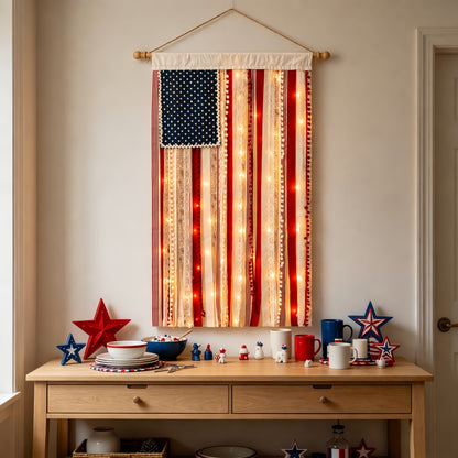 🎉60% OFF 250th Anniversary Sale 🎉4 x 2.3 Ft Lighted Rag American Flag Banner