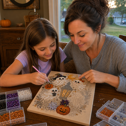 💥 Last Day 49% OFF – 👻✨ Halloween Pearl Art DIY Kit – Turn Tiny Pearls into Spooky-Cute Magic