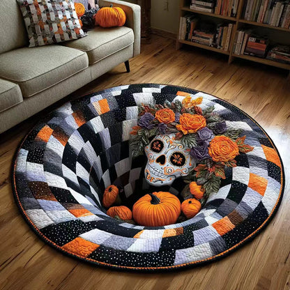 🔥 TODAY 50% OFF🎃3D Skeleton Vortex Quilted Round Halloween Rug