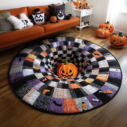 🔥 TODAY 50% OFF🎃3D Skeleton Vortex Quilted Round Halloween Rug