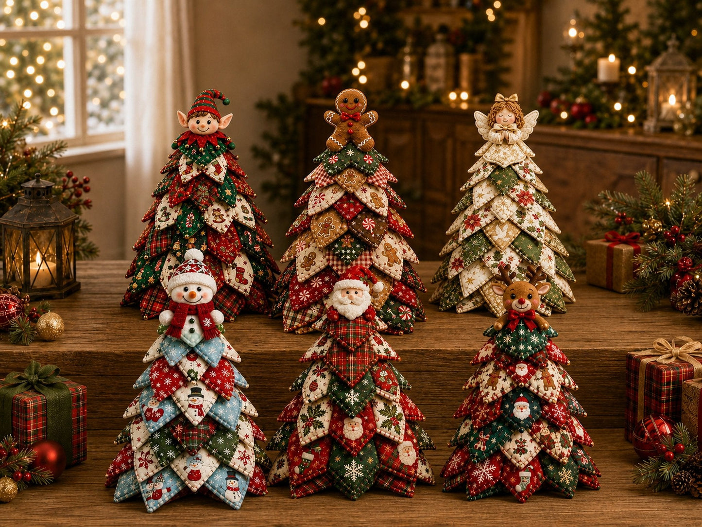 🎄HOT SALE 50% OFF 🧵DIY Quilted Christmas Tree Kit – Handmade Fabric Holiday Tabletop Tree Decor