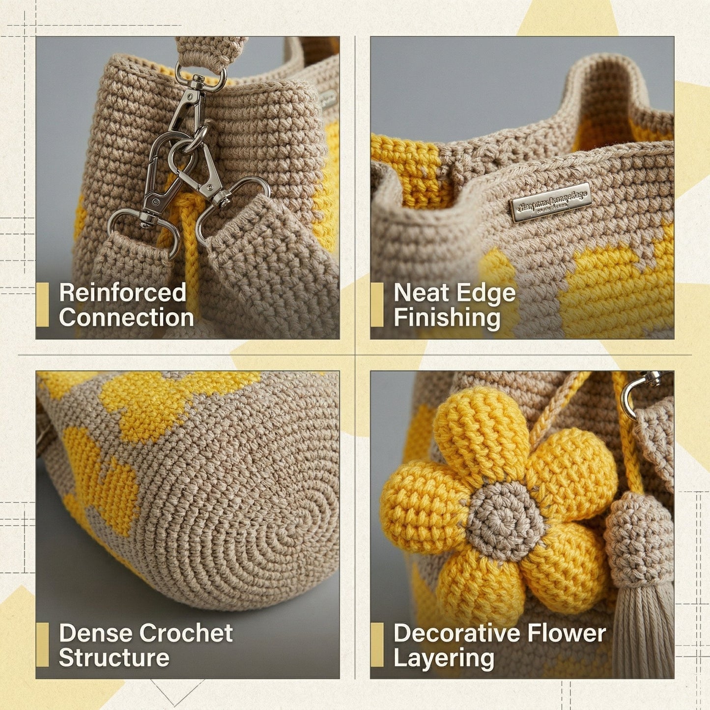 ✨55% OFF TODAY🌼Handmade Crochet Flower Tote Bag