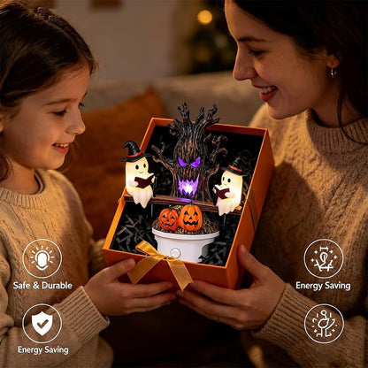 👻 Animated Seesaw Ghost Night Light Spooky-cute Halloween décor with glowing motion — perfect for cozy seasonal ambiance 🎃✨