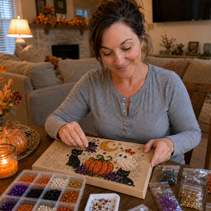 💥 Last Day 49% OFF – 👻✨ Halloween Pearl Art DIY Kit – Turn Tiny Pearls into Spooky-Cute Magic