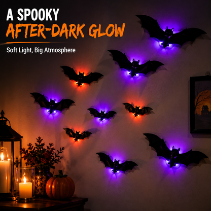 🦇 LED 3D Glowing Bat Wall Sticker Set Halloween Spooky Ambiance Decoration 🏷️