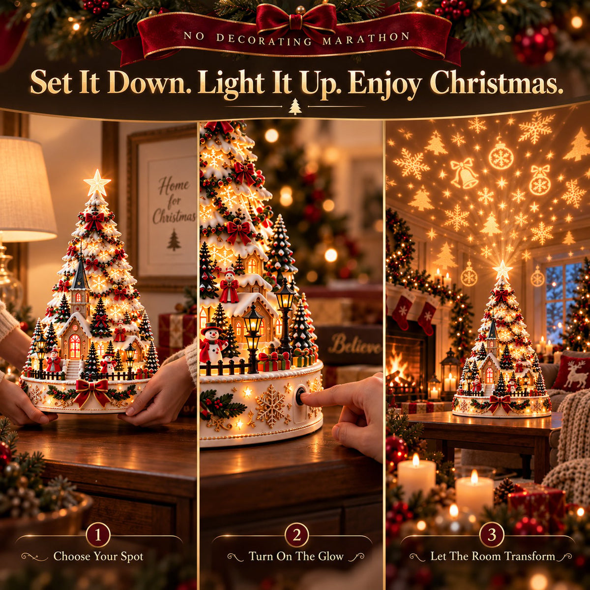 🔥HOT SALE🔥🏆 60,000+ Sold🎄Christmas Village Projection Centerpiece – 4 Themed Villages