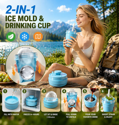 🧊55% OFF TODAY🥤 Foldable Ice Cup with Built-In Ice Ball Mold