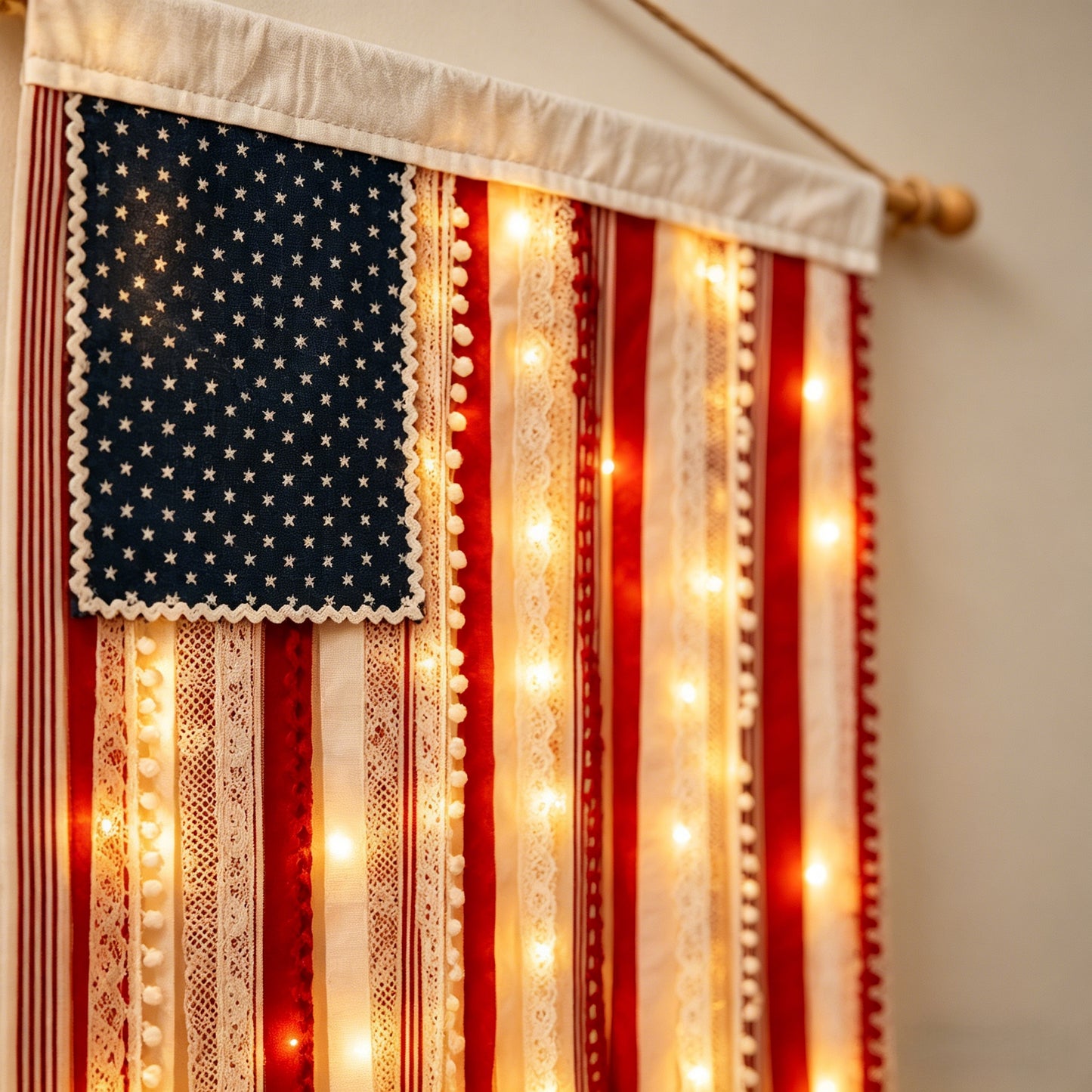 🎉60% OFF 250th Anniversary Sale 🎉4 x 2.3 Ft Lighted Rag American Flag Banner