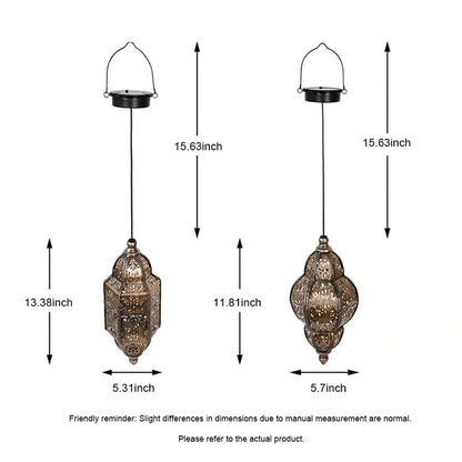 🌙 Solar Outdoor Decorative Lantern Lights Moroccan-Style Metal Hanging Garden Lights | Waterproof Solar Patio & Pathway Decor 🌿✨