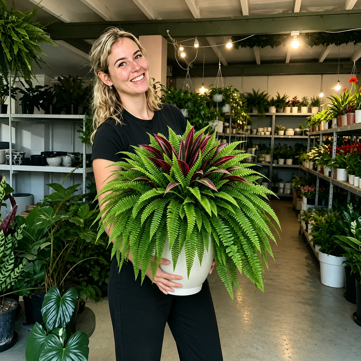💥Summer Special🔥 UV-Resistant Artificial Fern & Red Dracaena Decorative Plants – Full, Lush & Fade-Resistant!