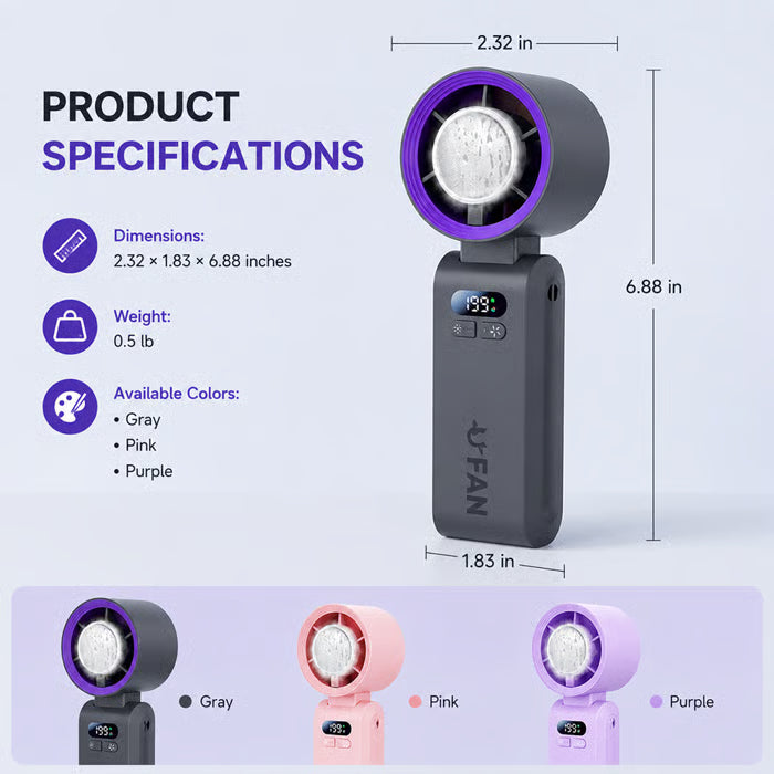 ❄️ Turbo Ice-Cooling Handheld Fan  Powerful Airflow Meets Instant Cooling Relief