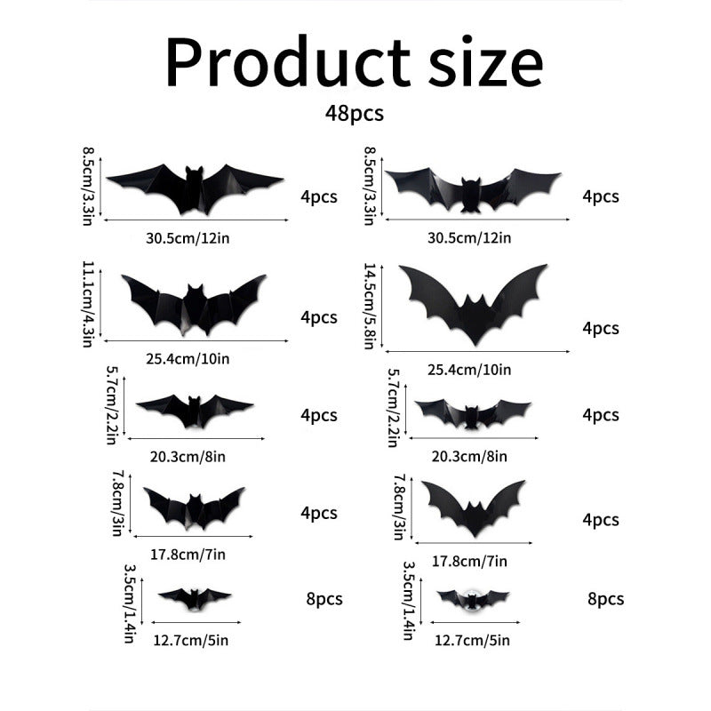 🦇 LED 3D Glowing Bat Wall Sticker Set Halloween Spooky Ambiance Decoration 🏷️