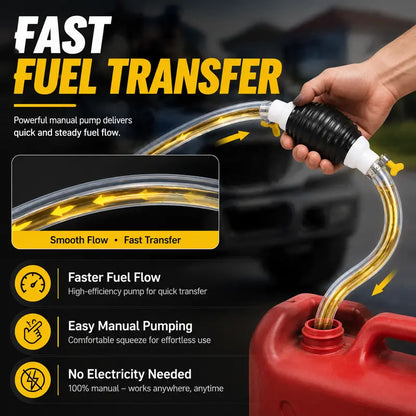 ⛽Manual Siphon Pump Kit with 1M Hose,Valve, Rubber Pump Bulb & 2 Hose Clamps, Liquid Transfer Pump for Fuel Water Oil, Car Boat Motorcycle