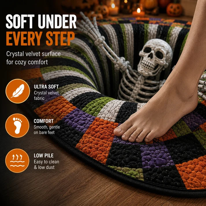 🔥Last Day Promotion🎃3D Skeleton Vortex Quilted Round Halloween Rug