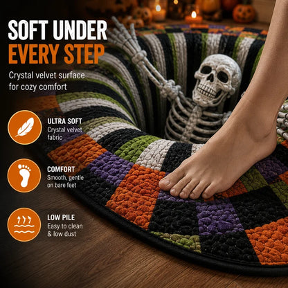 🔥Last Day Promotion🎃3D Skeleton Vortex Quilted Round Halloween Rug