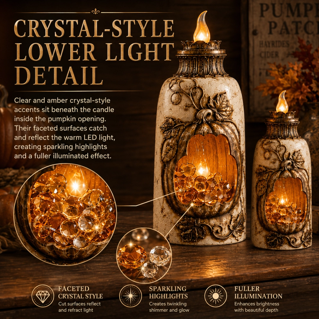 Vintage Lighted Pumpkin Lantern – Distressed Farmhouse Fall Decor with Warm Amber Glow