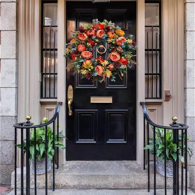 🔥Last Day 49% OFF💖 Handmade Fall Peony And Pumpkin Wreath - Year Round Wreath
