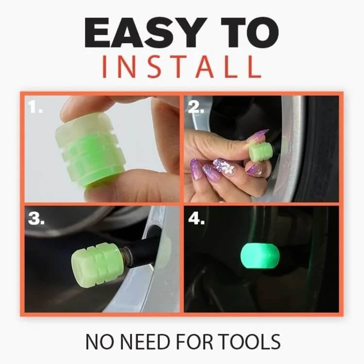 🚗🚗Glow-in-the-Dark Car Tire Valve Cap Set💡
