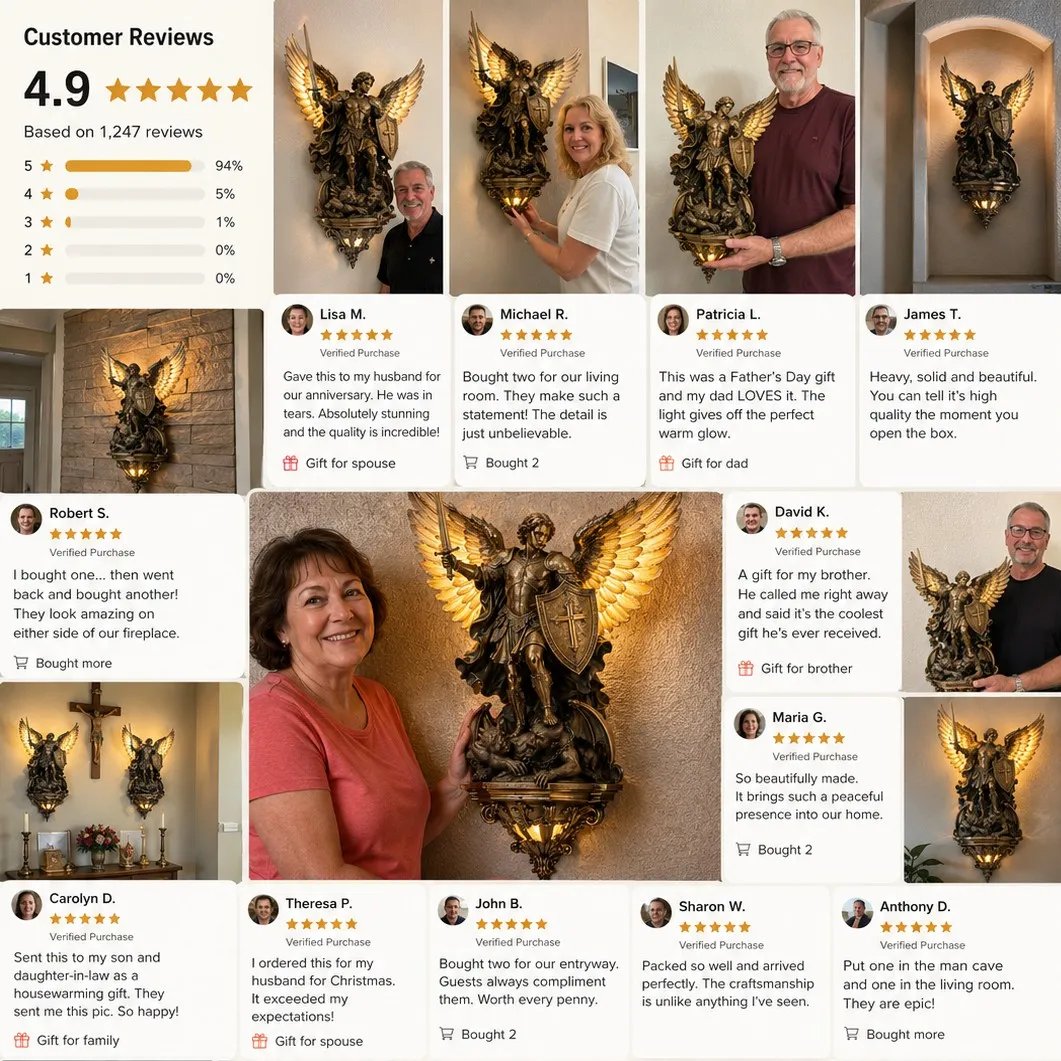 🎁50% OFF TODAY🕊️St. Michael Guardian Angel Wall Light✨