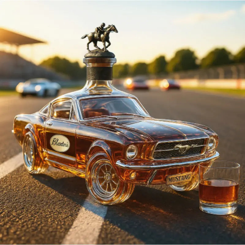 🔥Vintage Racing Car Crystal Glass Whiskey Decanter🥃