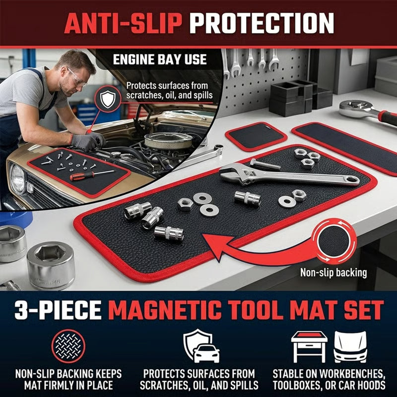 🧲 Strong Magnetic Tool Mat✨Heavy-Duty Magnetic Parts Tray with Anti-Slip Backing | Keep Screws, Bolts & Tools Organized ✨