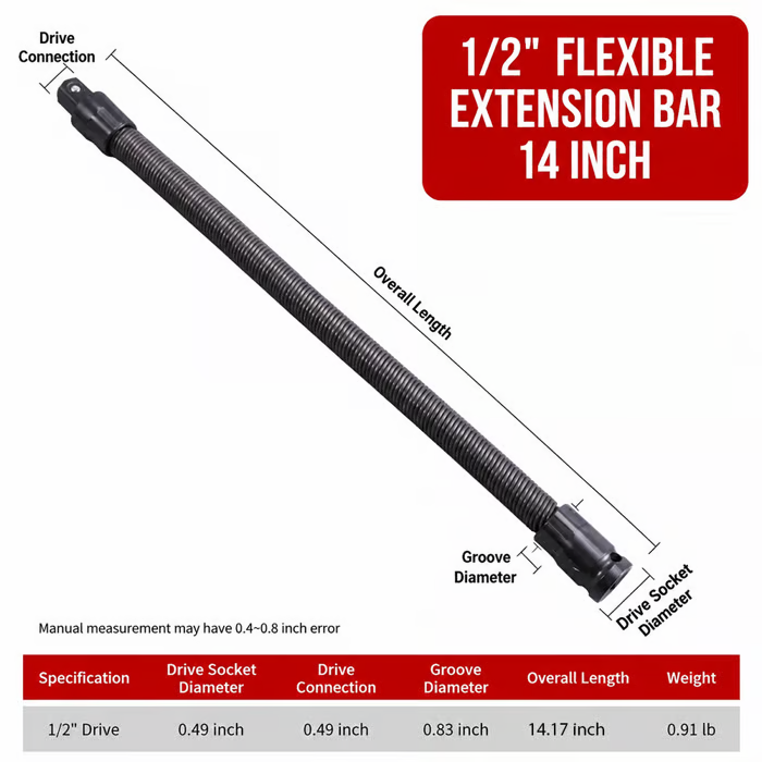 🔧 Flexible Shaft Extension Bar – Reach Tight Spaces with Maximum Torque
