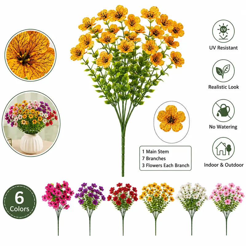 🎃 Fall Artificial Flowers – UV-Resistant Colorful Bouquet for Home, Garden, Wedding & Party Decor