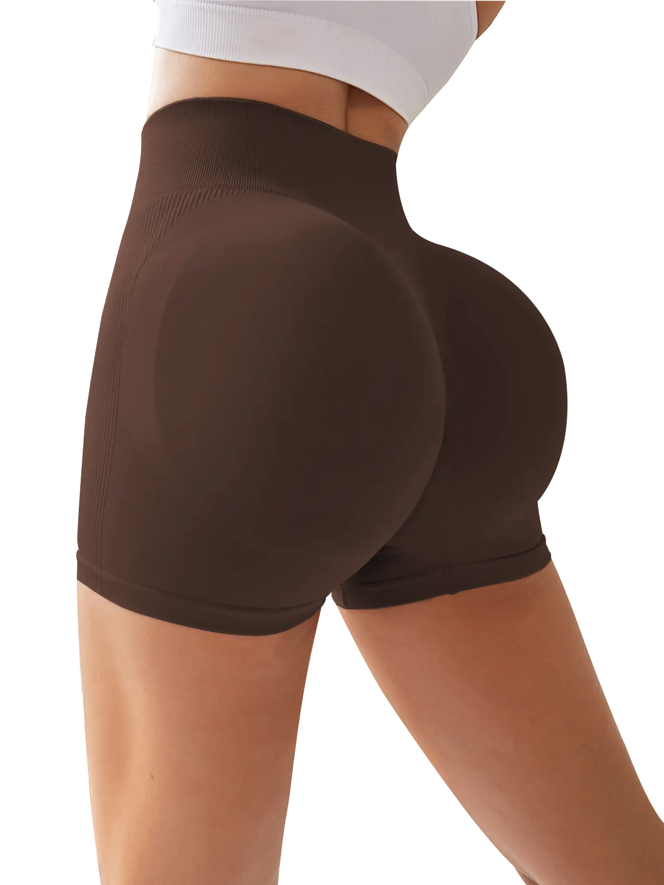 High Waist Tummy Control Side-Ribbed Butt-Lifting Seamless Shorts, Lightweighted Summer Shorts,  Stretchy Womenswear Bottom Peachy Shorts