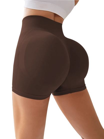 High Waist Tummy Control Side-Ribbed Butt-Lifting Seamless Shorts, Lightweighted Summer Shorts,  Stretchy Womenswear Bottom Peachy Shorts