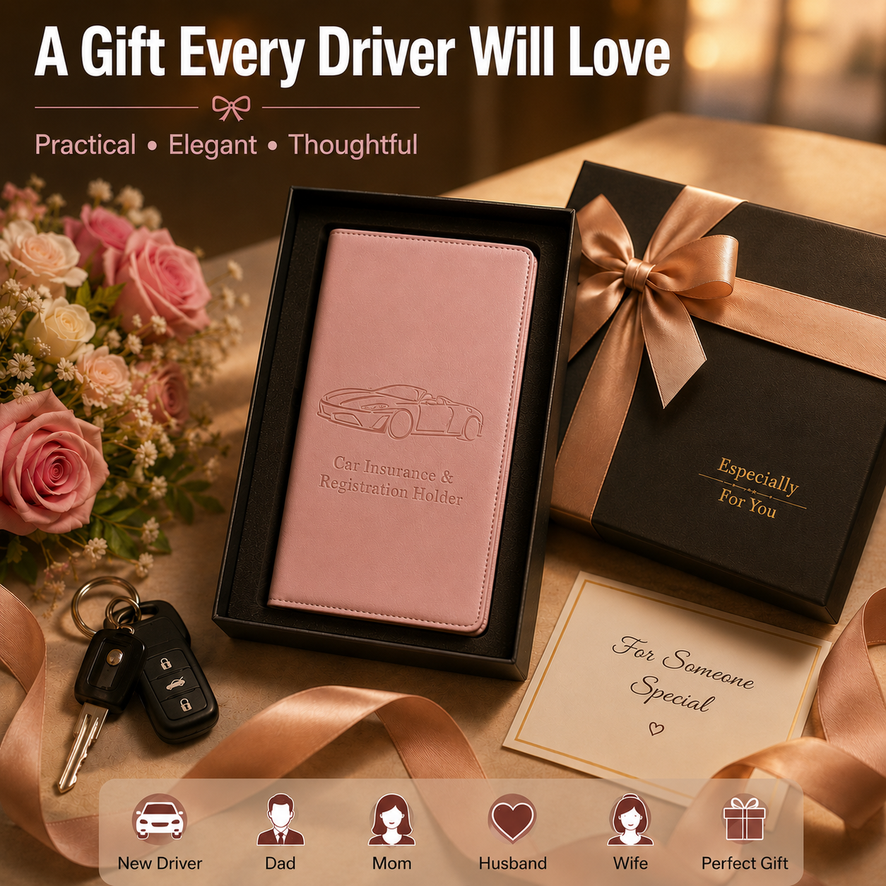 🔥 Limited-Time OFF 55%🎁🚗 Car Registration & Insurance Document Holder | Premium PU Leather Organizer