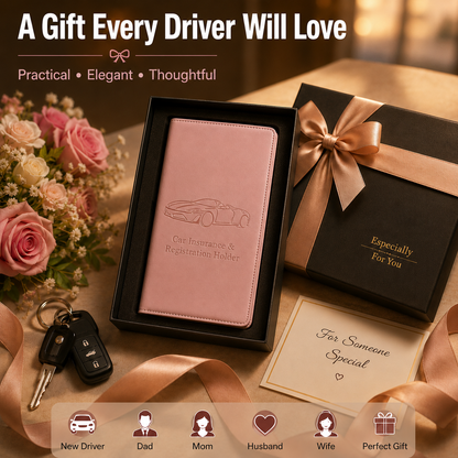 🔥 Limited-Time OFF 55%🎁🚗 Car Registration & Insurance Document Holder | Premium PU Leather Organizer