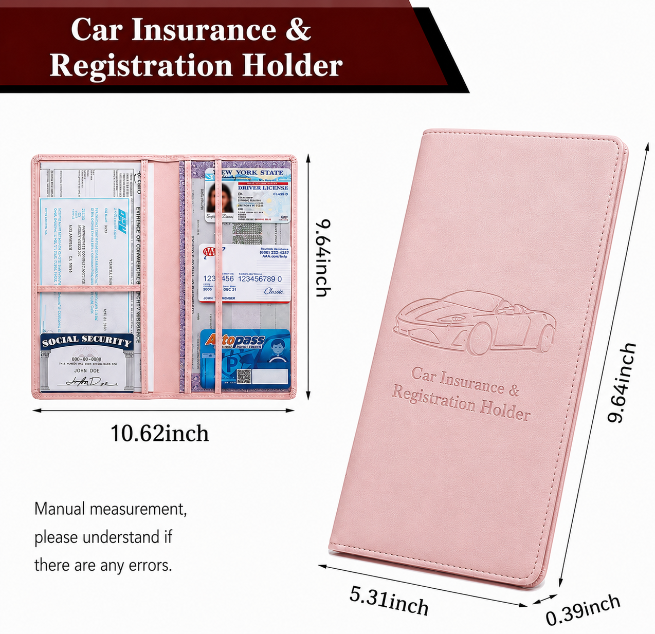 🔥 Limited-Time OFF 55%🎁🚗 Car Registration & Insurance Document Holder | Premium PU Leather Organizer