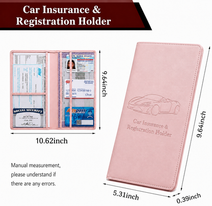 🔥 Limited-Time OFF 55%🎁🚗 Car Registration & Insurance Document Holder | Premium PU Leather Organizer