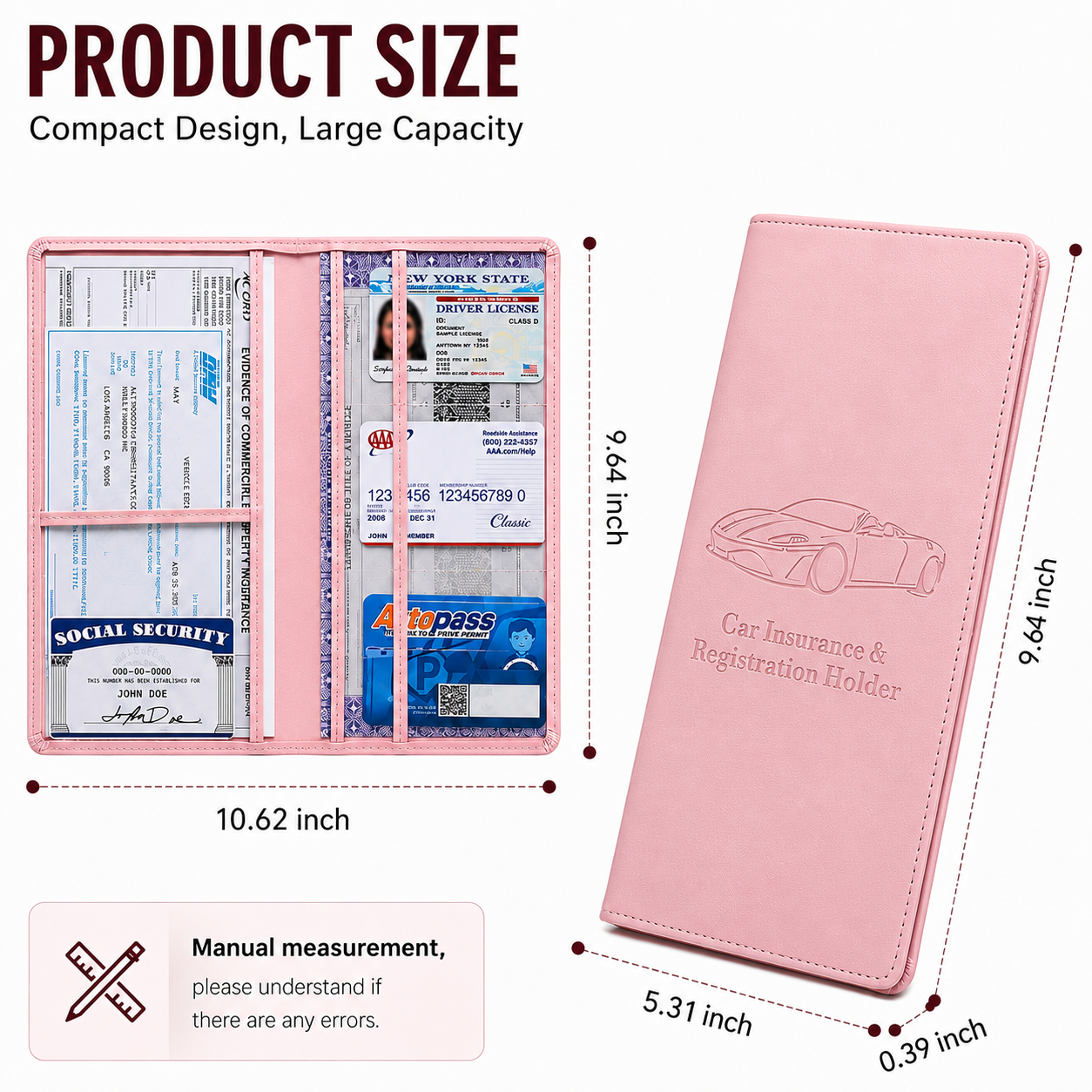🔥 Limited-Time OFF 55%🎁🚗 Car Registration & Insurance Document Holder | Premium PU Leather Organizer