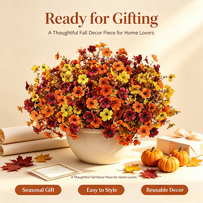 🍂Fall Artificial Flower Halloween 12pcs, UV Resistant Colorful Fake Flower🍂