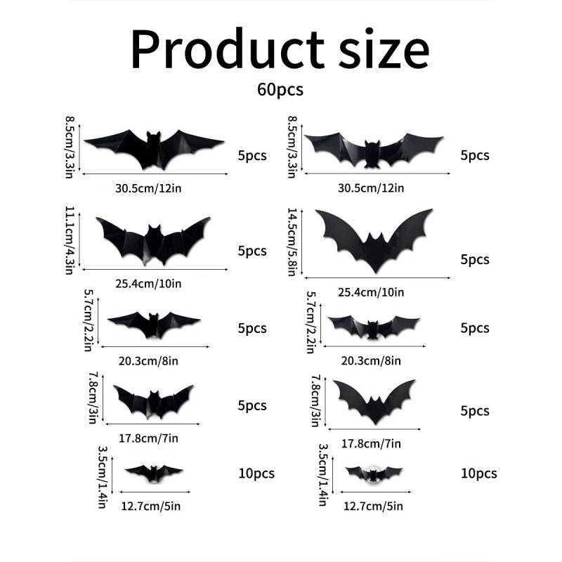 🦇 LED 3D Glowing Bat Wall Sticker Set Halloween Spooky Ambiance Decoration 🏷️