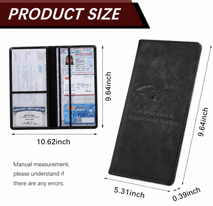 🔥 Limited-Time OFF 55%🎁🚗 Car Registration & Insurance Document Holder | Premium PU Leather Organizer