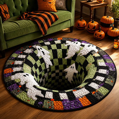 🔥Last Day Promotion🎃3D Skeleton Vortex Quilted Round Halloween Rug