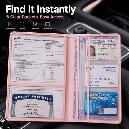 🔥 Limited-Time OFF 55%🎁🚗 Car Registration & Insurance Document Holder | Premium PU Leather Organizer