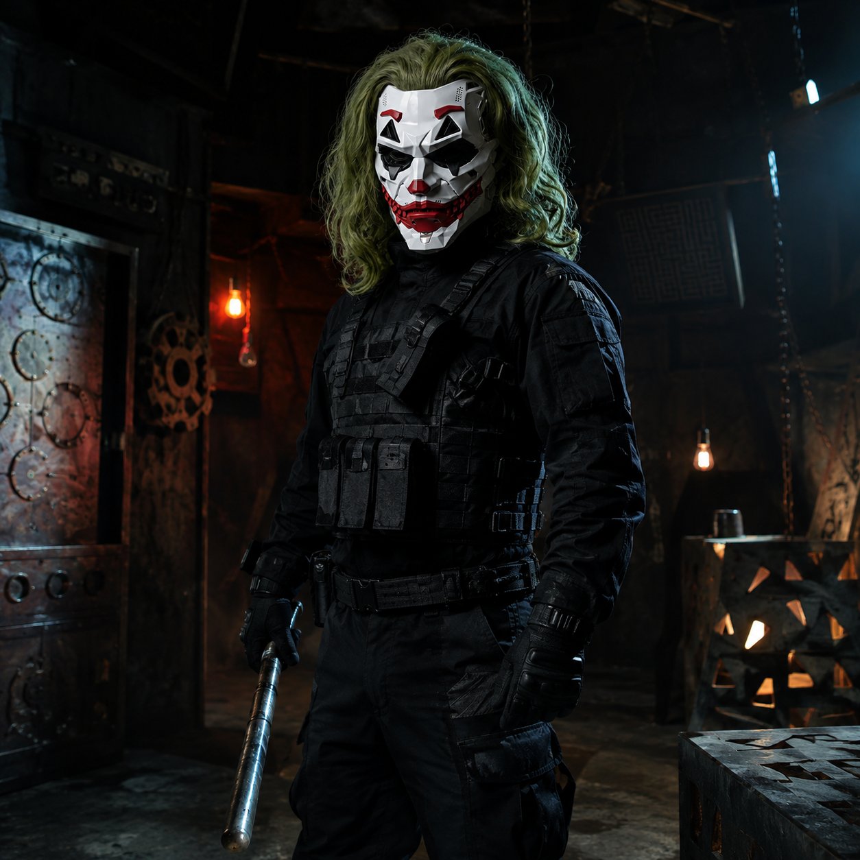 🤡Cyberpunk Clown Mask with Cosplay Clown Costume Party Props Halloween🤡